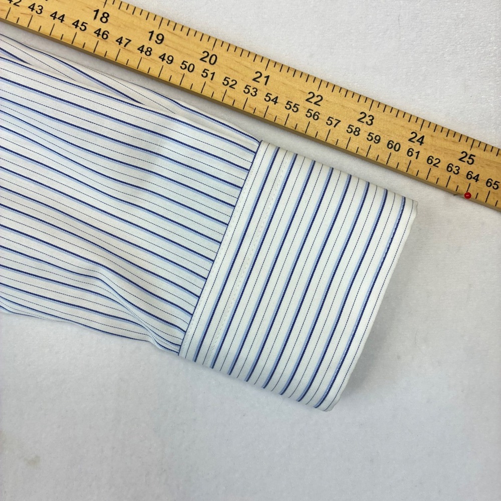 Hawes‎ & Curtis Dress Shirt Mens 15/33 Blue White Stripe Extra Slim Fit Non-Iron - Picture 9 of 9